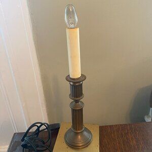 Small Brass Candle Lamp vintage square base table switch lamp
